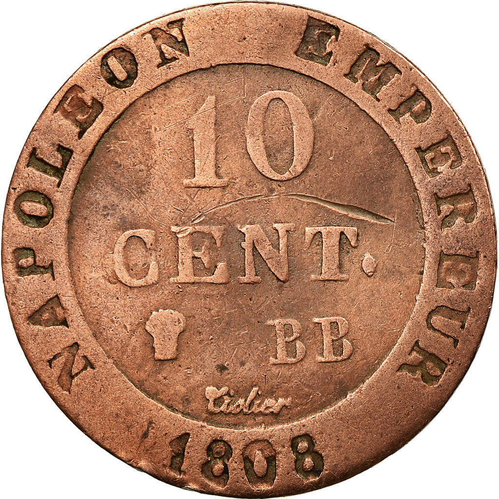 Moneta, Francia, Napoléon I, 10 Centimes, 1808, Strasbourg, MB, Biglione