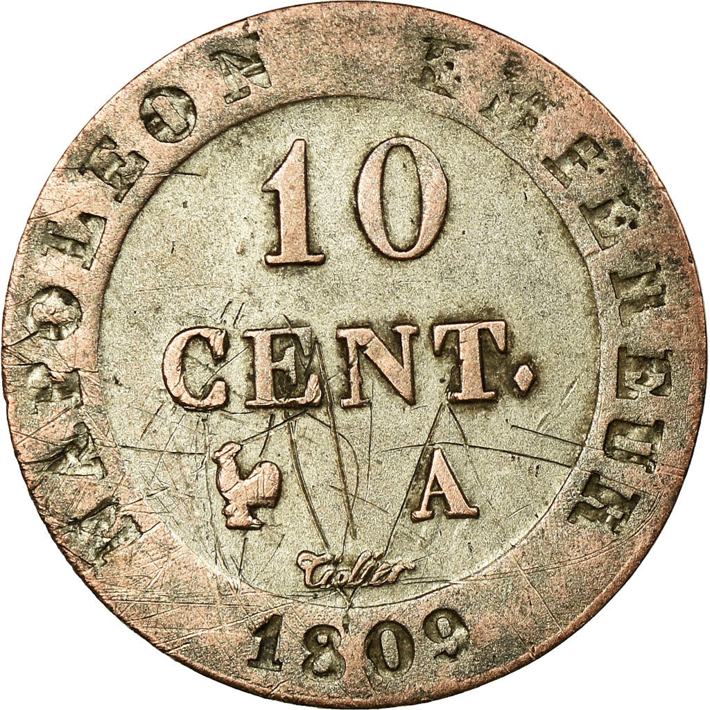 Coin, France, Napoléon I, 10 Centimes, 1809, Paris, VF(30-35), Billon,KM 676.1
