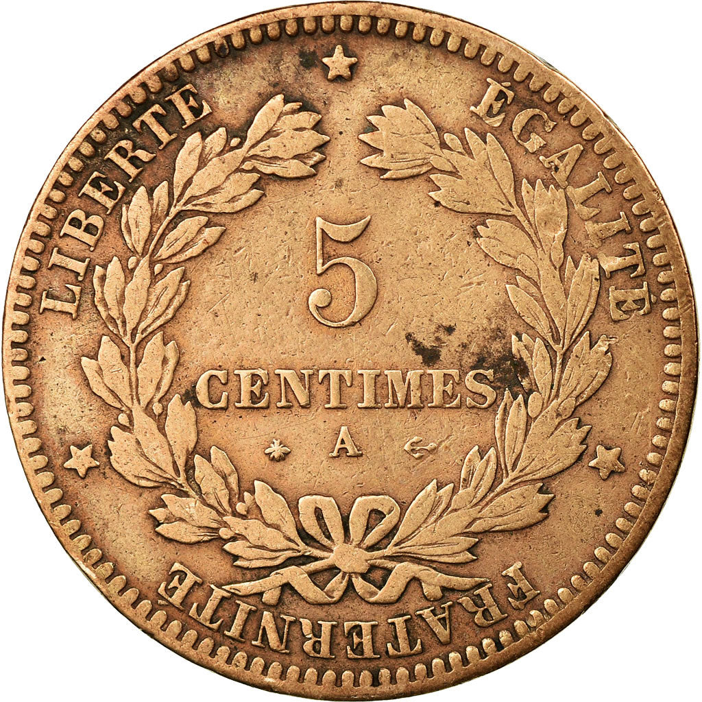 Coin, France, Cérès, 5 Centimes, 1871, Paris, VF(20-25), Bronze, KM:821.1