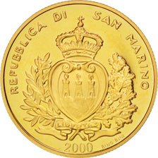 SAN MARINO, 2 Scudi, 2000, KM #409, MS(65-70), Gold, 6.44