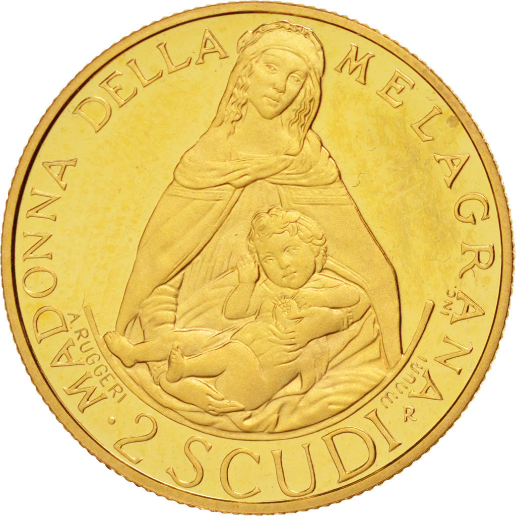 SAN MARINO, 2 Scudi, 2000, KM #409, MS(65-70), Gold, 6.44