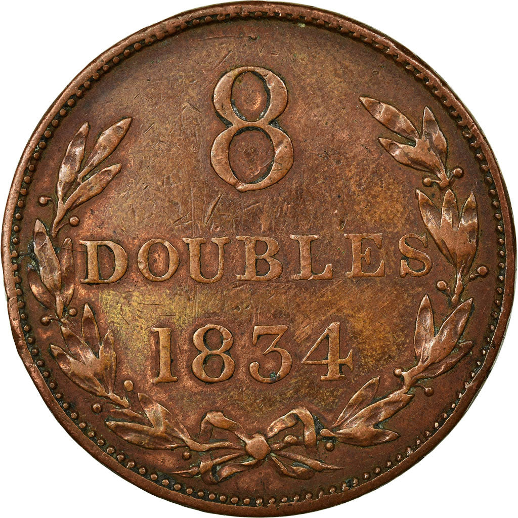 Coin, Guernsey, 8 Doubles, 1834, EF(40-45), Copper, KM:3