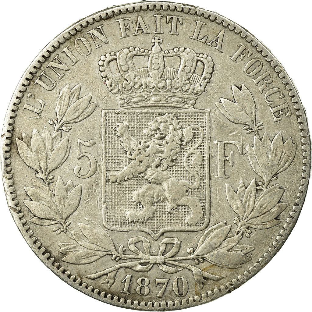 Coin, Belgium, Leopold II, 5 Francs, 5 Frank, 1870, VF(30-35), Silver, KM:24