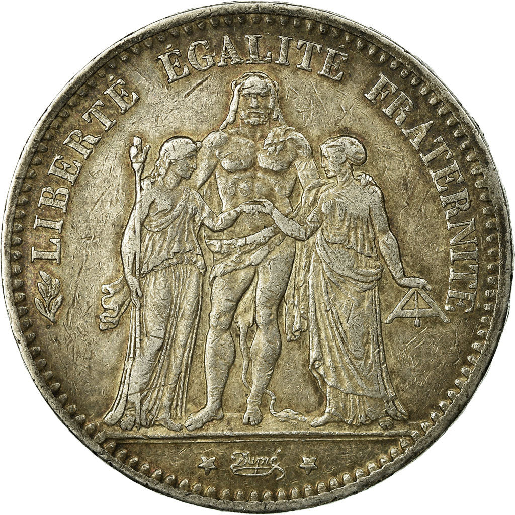 Monnaie, France, Hercule, 5 Francs, 1876, Bordeaux, TTB, Argent, KM:820.2