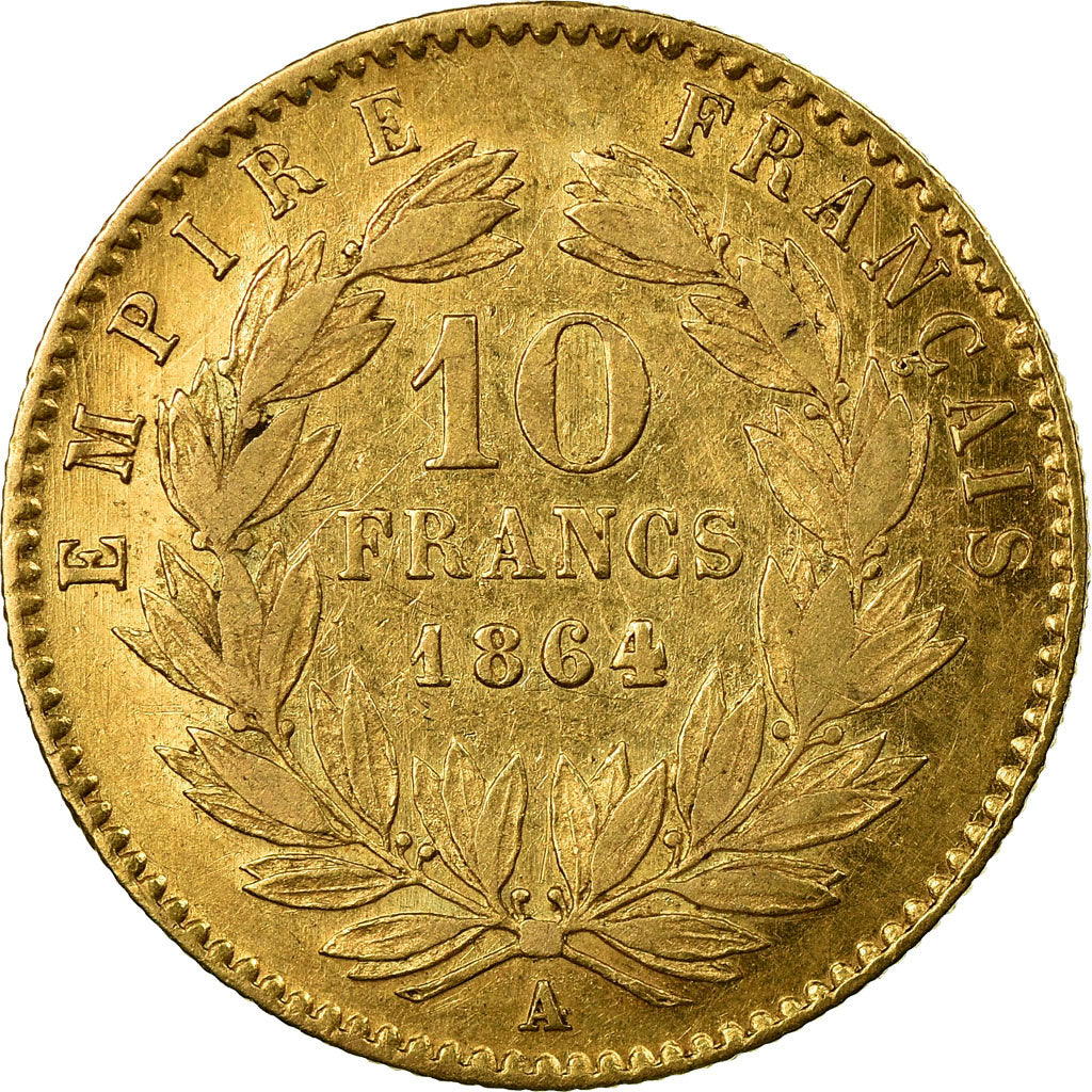 Monnaie, France, Napoleon III, 10 Francs, 1864, Paris, TTB, Or, KM 800.1