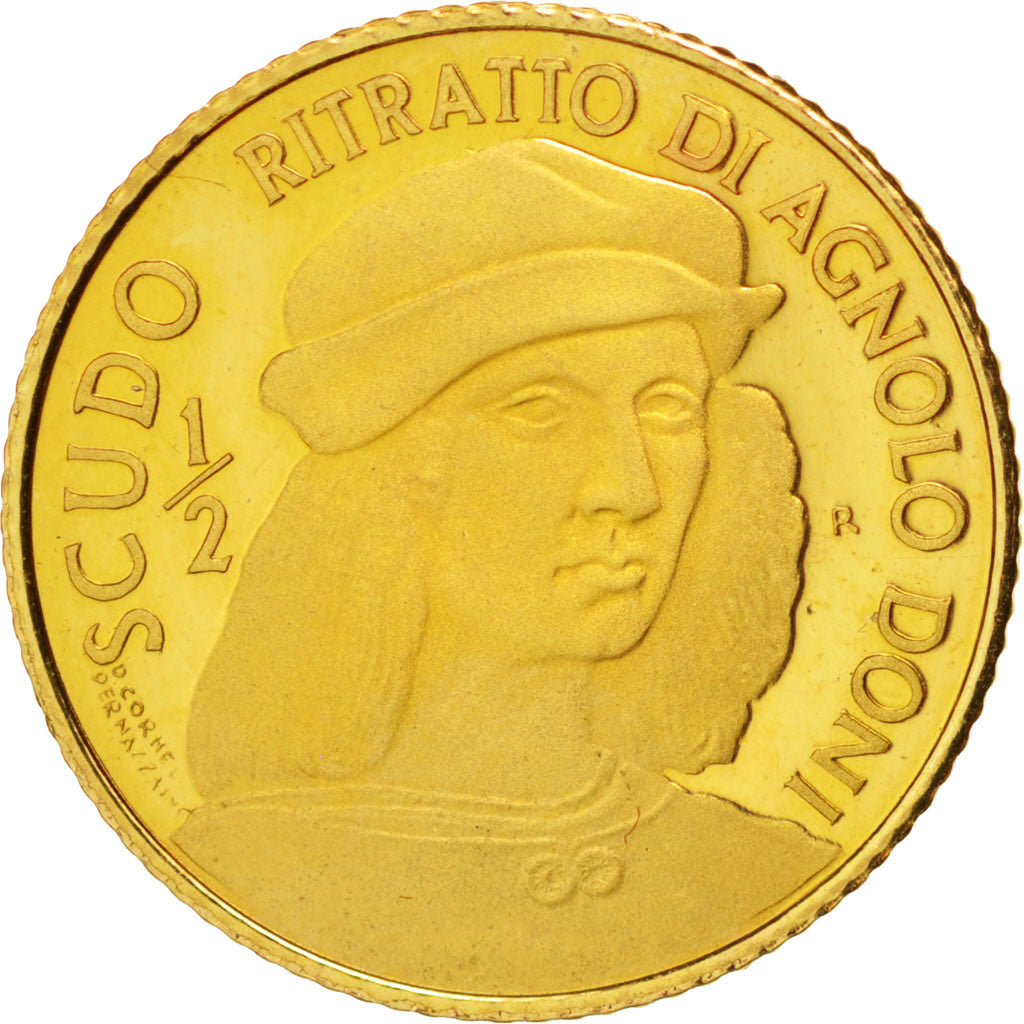 SAN MARINO, 1/2 Scudo, 1999, KM #413, MS(65-70), Gold, 1.61