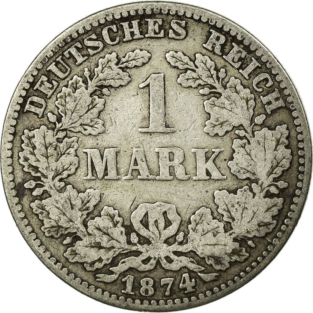 Coin, GERMANY - EMPIRE, Wilhelm I, Mark, 1874, Karlsruhe, VF(20-25), Silver,KM 7