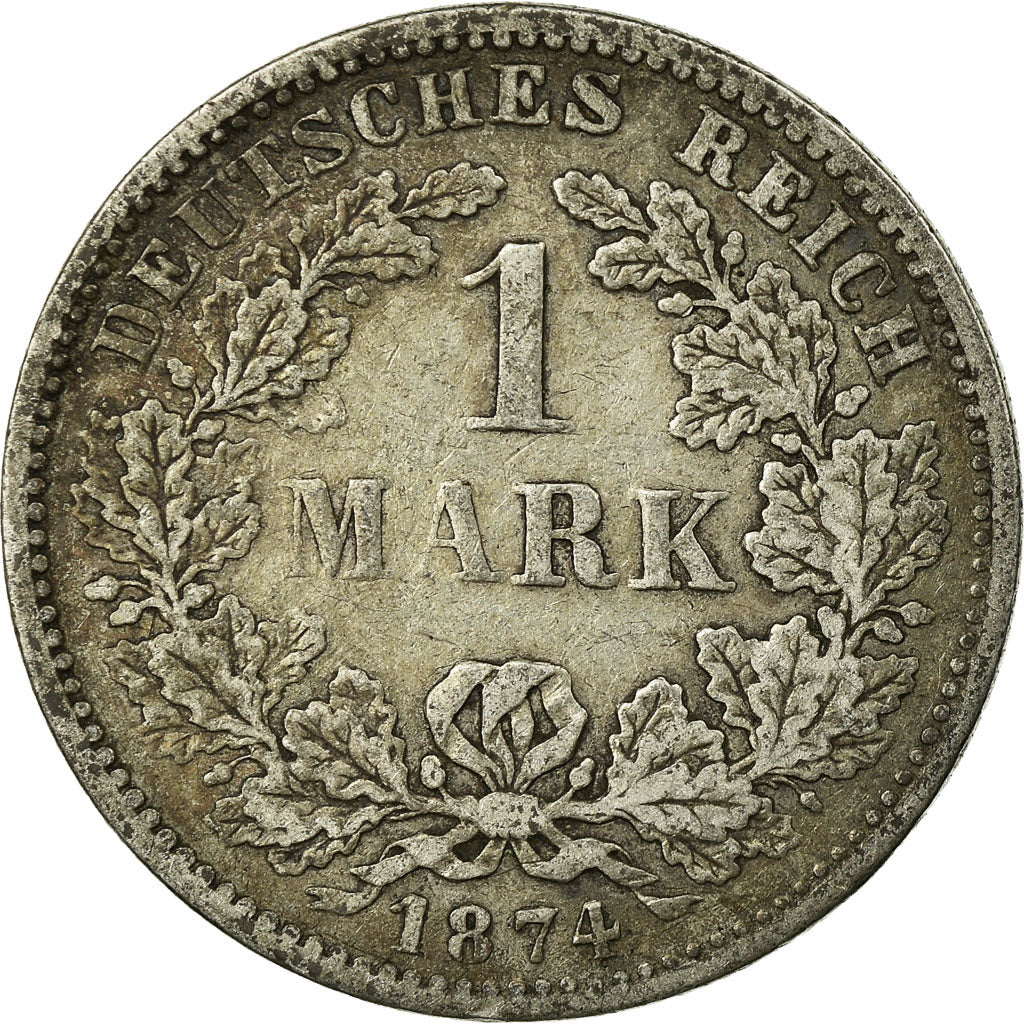 Coin, GERMANY - EMPIRE, Wilhelm I, Mark, 1874, Stuttgart, VF(20-25), Silver,KM 7