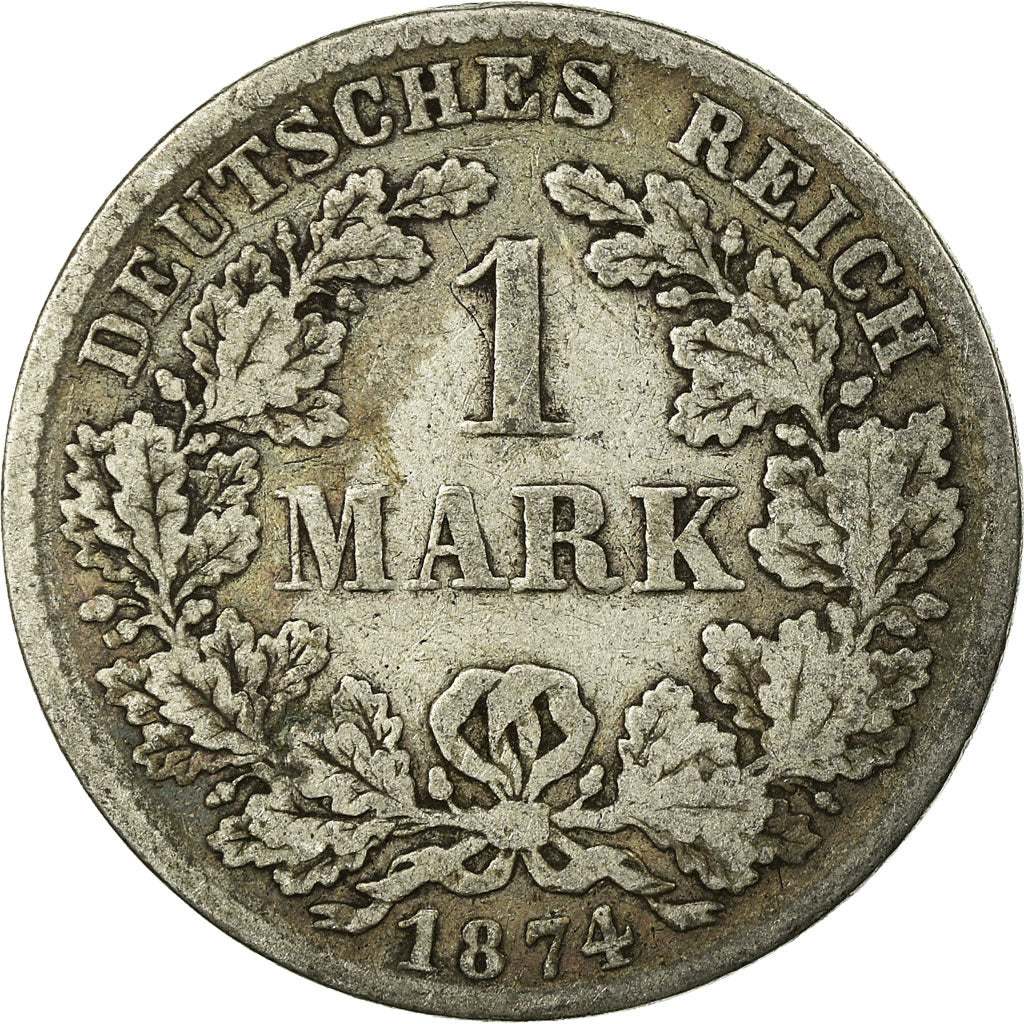 Coin, GERMANY - EMPIRE, Wilhelm I, Mark, 1874, Stuttgart, VF(20-25), Silver,KM 7