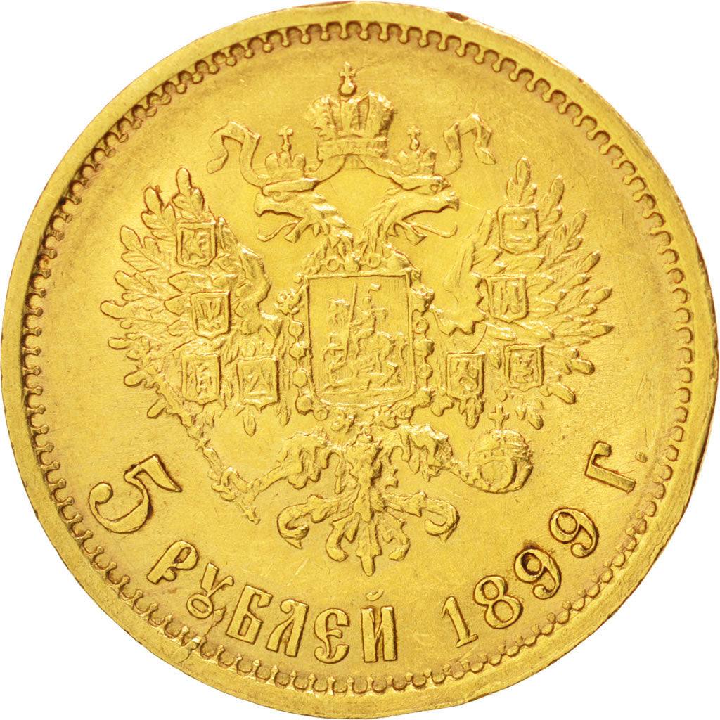 RUSSIA, 5 Roubles, 1899, St. Petersburg, KM #62, AU(50-53), Gold, 4.30