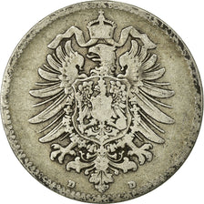 Moneda, ALEMANIA - IMPERIO, Wilhelm I, Mark, 1873, Munich, BC+, Plata, KM:7
