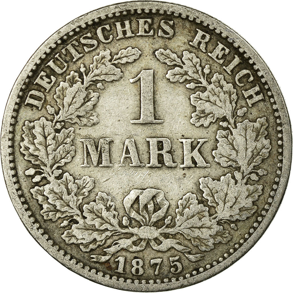 Coin, GERMANY - EMPIRE, Wilhelm I, Mark, 1875, Stuttgart, VF(30-35), Silver,KM 7