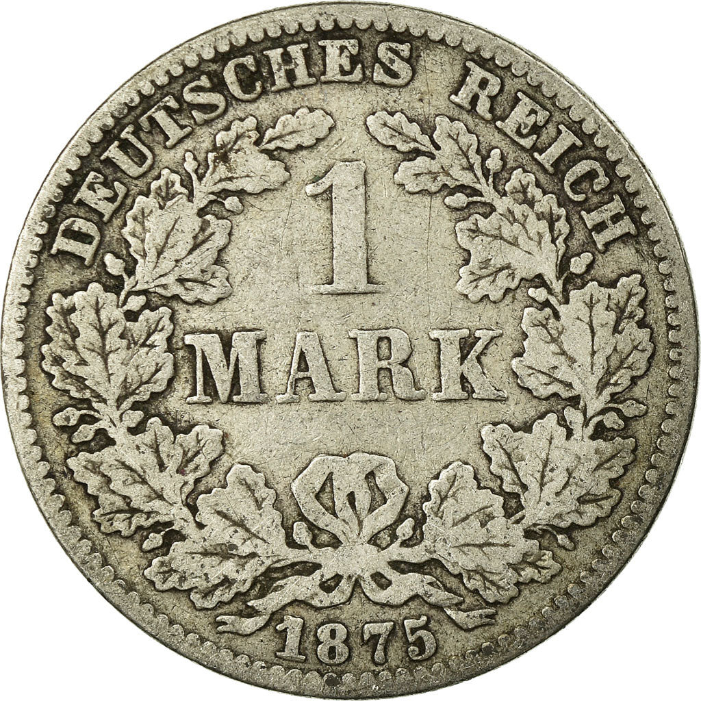 Coin, GERMANY - EMPIRE, Wilhelm I, Mark, 1875, Frankfurt,VF(20-25),Silver,KM  7