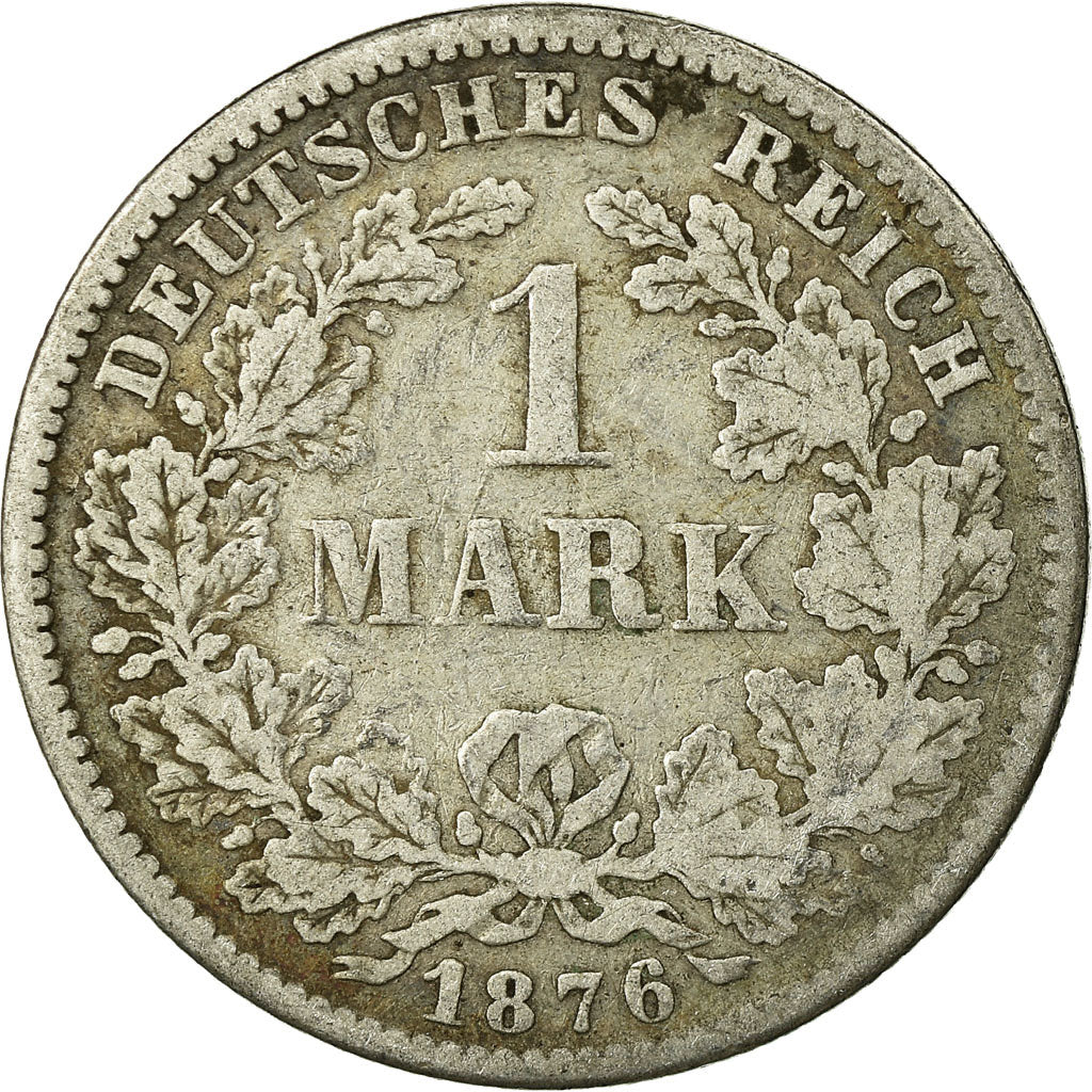 Coin, GERMANY - EMPIRE, Wilhelm I, Mark, 1876, Stuttgart, VF(20-25), Silver,KM 7
