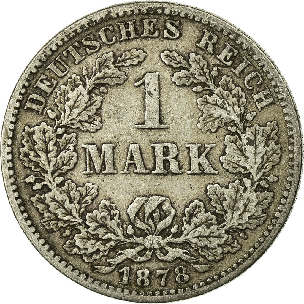 Coin, GERMANY - EMPIRE, Wilhelm I, Mark, 1878, Stuttgart, VF(20-25), Silver,KM 7