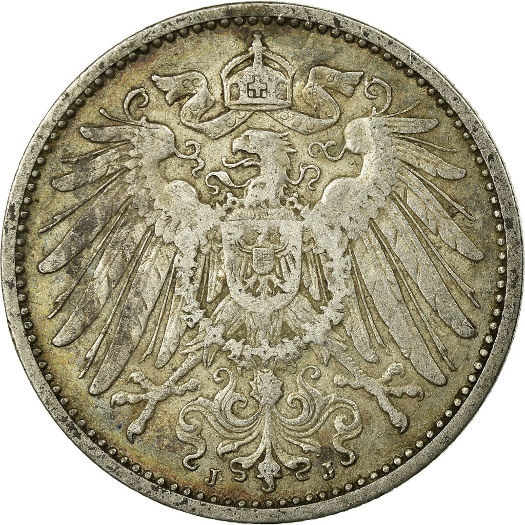 Coin, GERMANY - EMPIRE, Wilhelm II, Mark, 1906, Hambourg, EF(40-45),Silver,KM 14