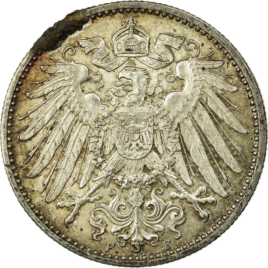 Coin, GERMANY - EMPIRE, Wilhelm II, Mark, 1907,Stuttgart,EF(40-45),Silver,KM 14