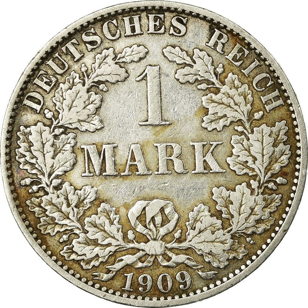 Coin, GERMANY - EMPIRE, Wilhelm II, Mark, 1909, Berlin, EF(40-45), Silver, KM:14
