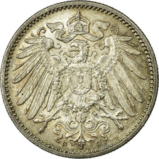 Coin, GERMANY - EMPIRE, Wilhelm II, Mark, 1908, Karlsruhe,AU(55-58),Silver,KM 14