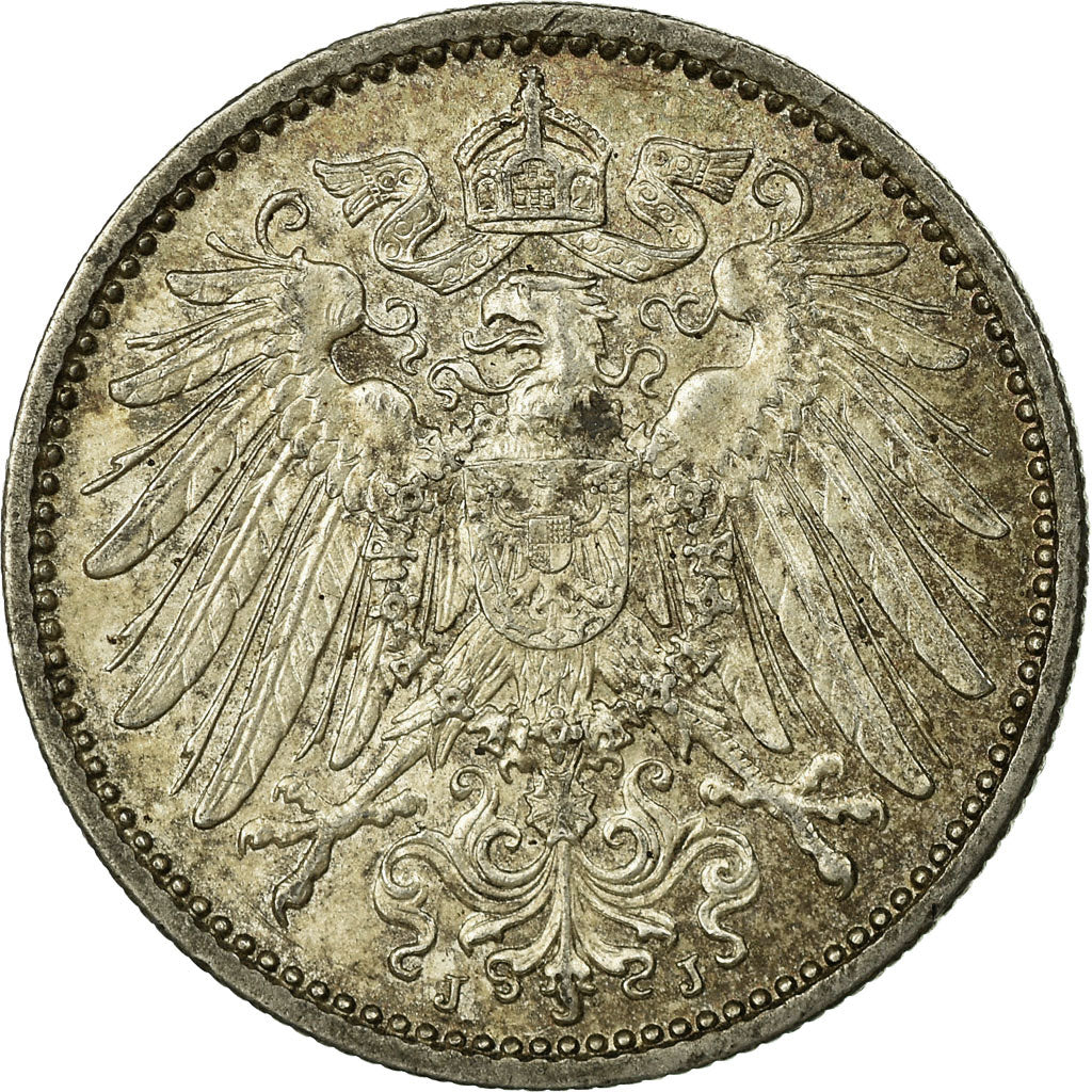 Coin, GERMANY - EMPIRE, Wilhelm II, Mark, 1915, Hambourg,AU(55-58),Silver,KM 14