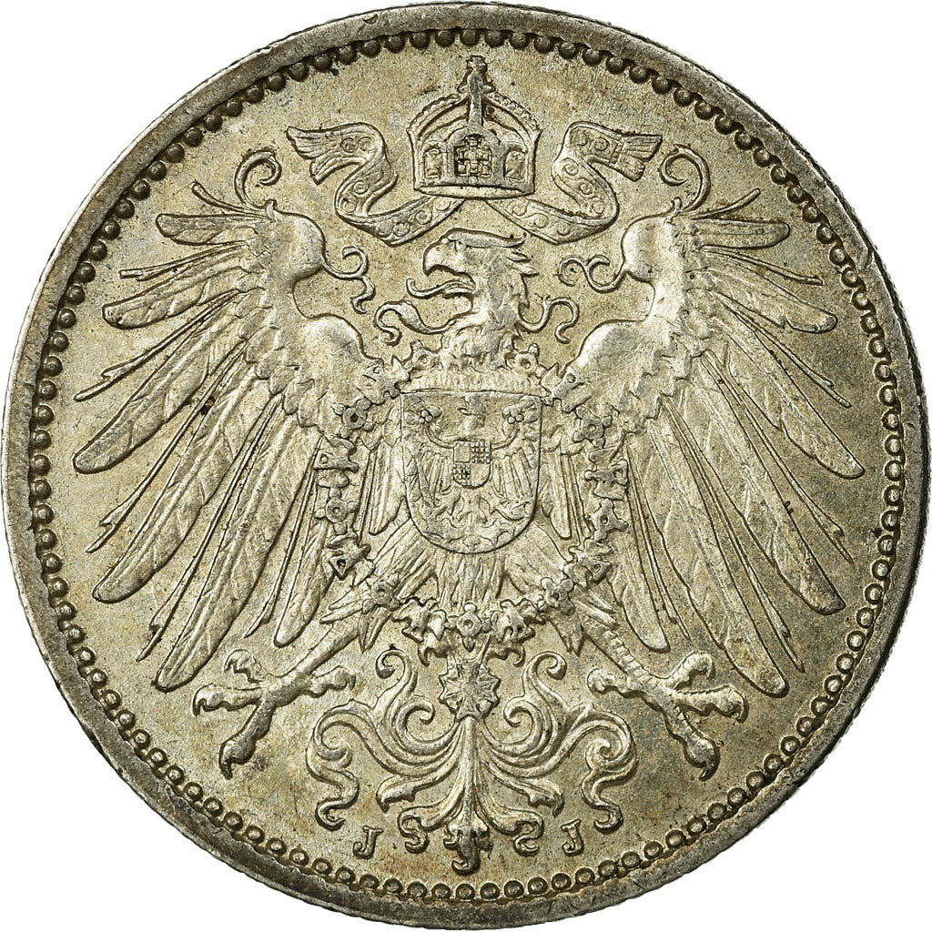 Coin, GERMANY - EMPIRE, Wilhelm II, Mark, 1915, Hambourg,AU(55-58),Silver,KM 14