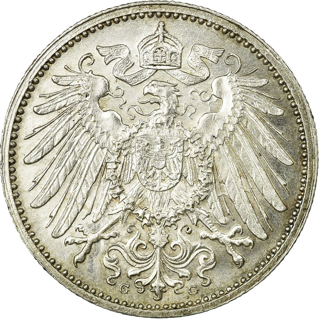 Coin, GERMANY - EMPIRE, Wilhelm II, Mark, 1915, Karlsruhe,MS(60-62),Silver,KM 14