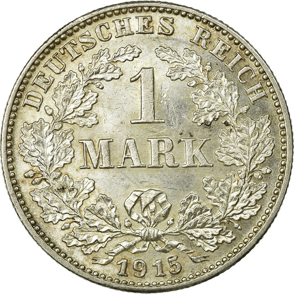 Coin, GERMANY - EMPIRE, Wilhelm II, Mark, 1915, Karlsruhe,MS(60-62),Silver,KM 14