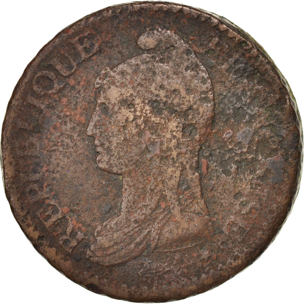Münze, Frankreich, Dupré, Decime, 1798, Lille, SGE+, Bronze, KM:644.11