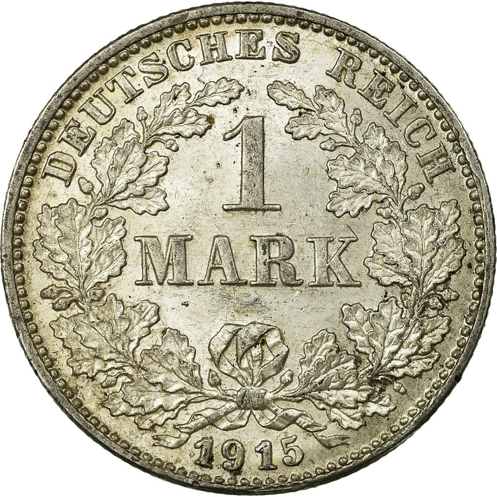 Coin, GERMANY - EMPIRE, Wilhelm II, Mark, 1915, Karlsruhe,MS(60-62),Silver,KM 14