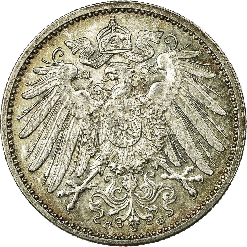 Coin, GERMANY - EMPIRE, Wilhelm II, Mark, 1915, Karlsruhe,MS(60-62),Silver,KM 14