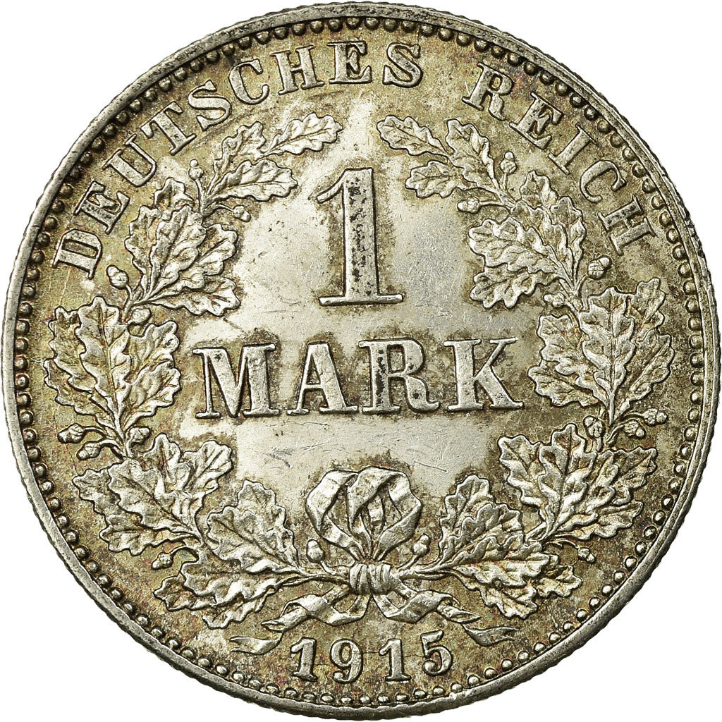 Coin, GERMANY - EMPIRE, Wilhelm II, Mark, 1915, Karlsruhe,MS(60-62),Silver,KM 14