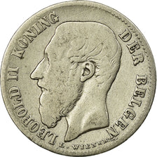 Coin, Belgium, Leopold II, 50 Centimes, 1886, VF(20-25), Silver, KM:27
