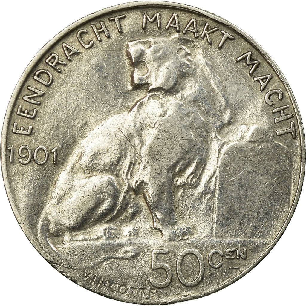 Coin, Belgium, 50 Centimes, 1901, EF(40-45), Silver, KM:51