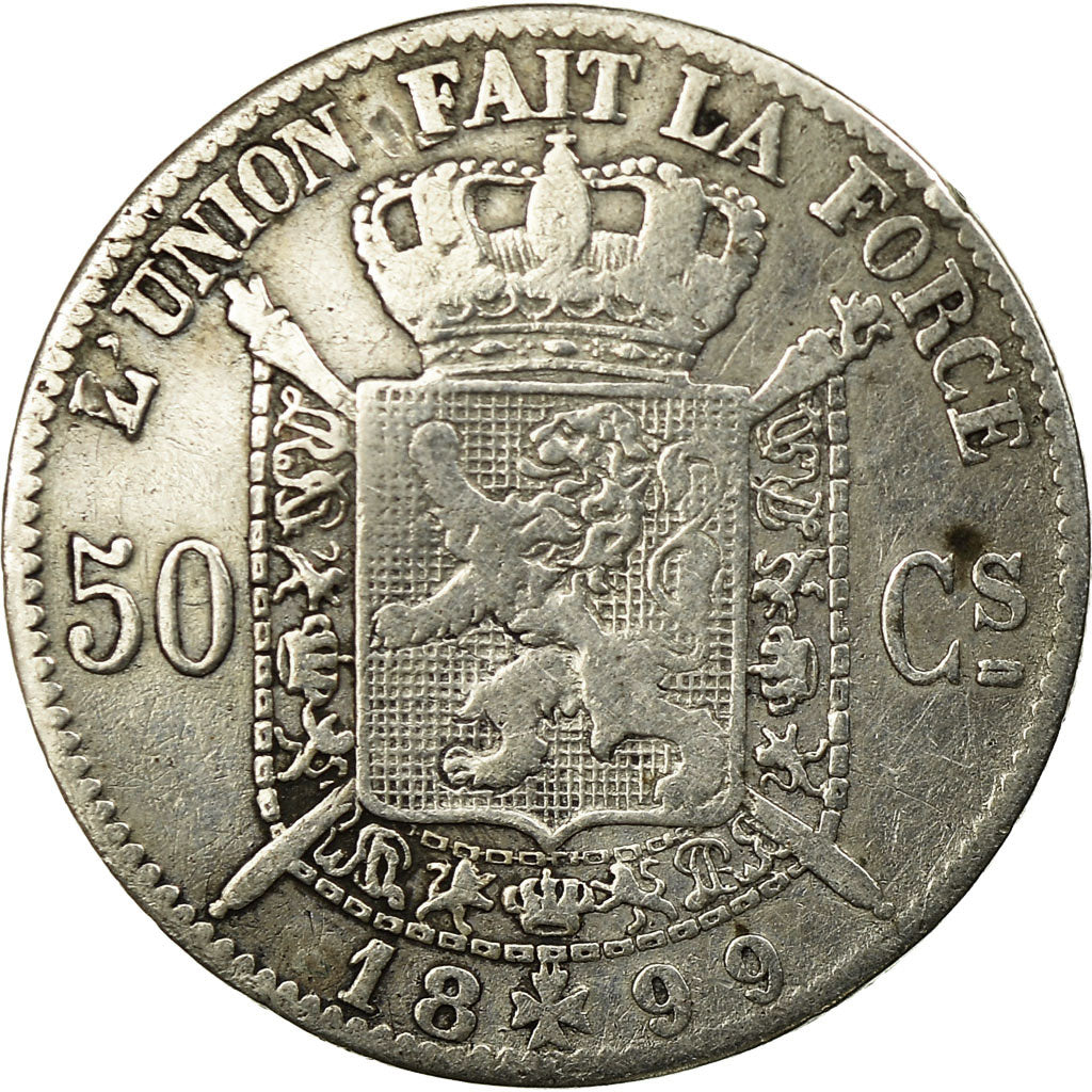 Coin, Belgium, Leopold II, 50 Centimes, 1899, VF(30-35), Silver, KM:26