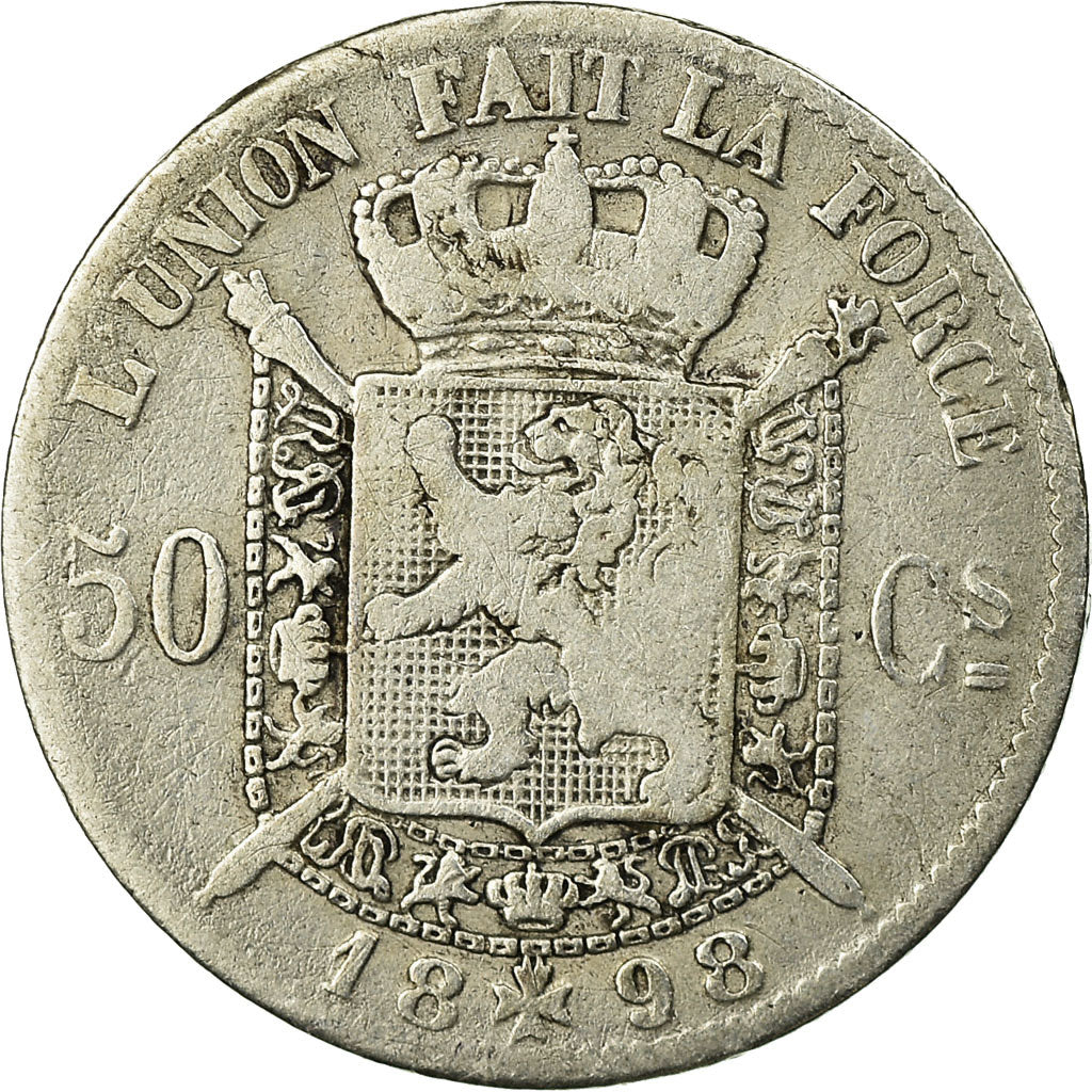 Coin, Belgium, Leopold II, 50 Centimes, 1898, VF(30-35), Silver, KM:26