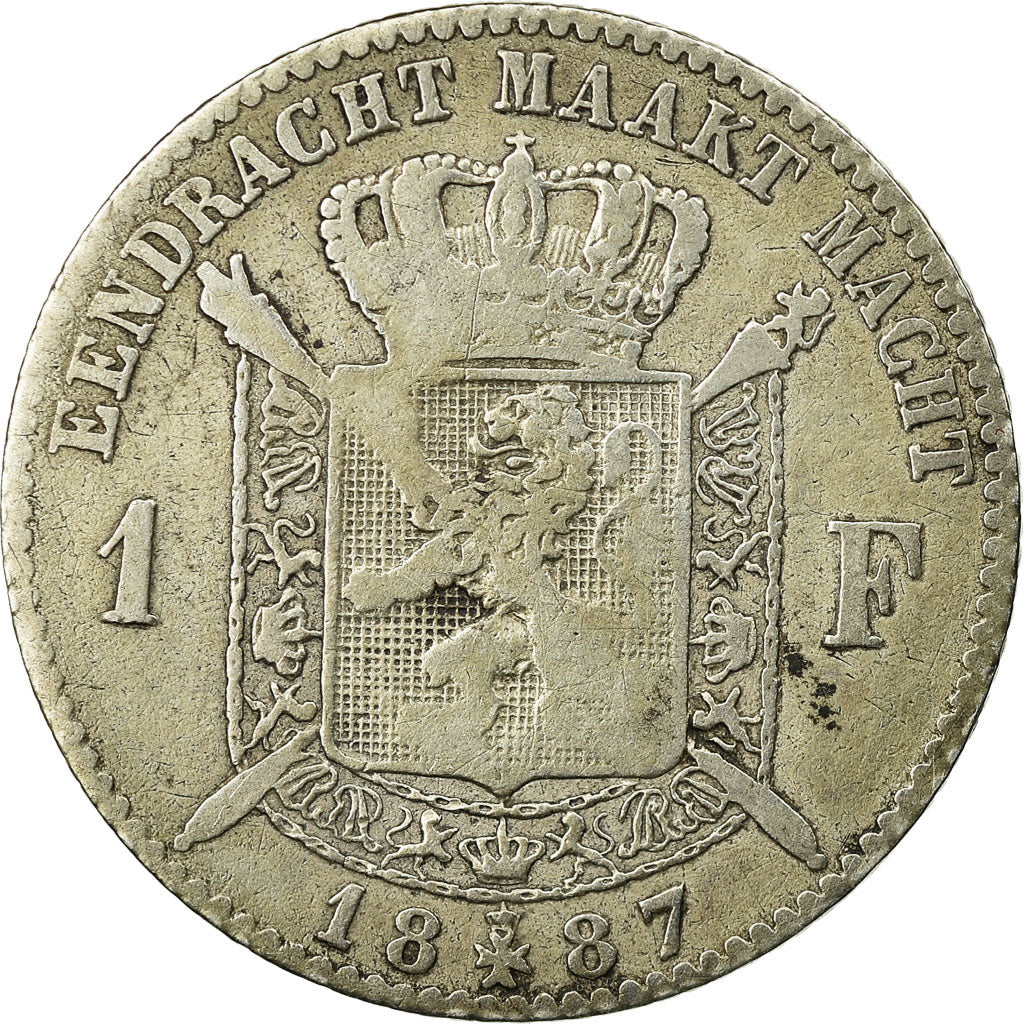 Coin, Belgium, Leopold II, Franc, 1887, VF(20-25), Silver, KM:29.1