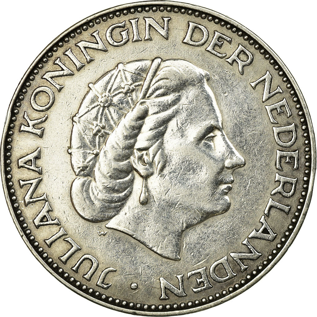 Coin, Netherlands, Juliana, 2-1/2 Gulden, 1959, AU(50-53), Silver, KM:185