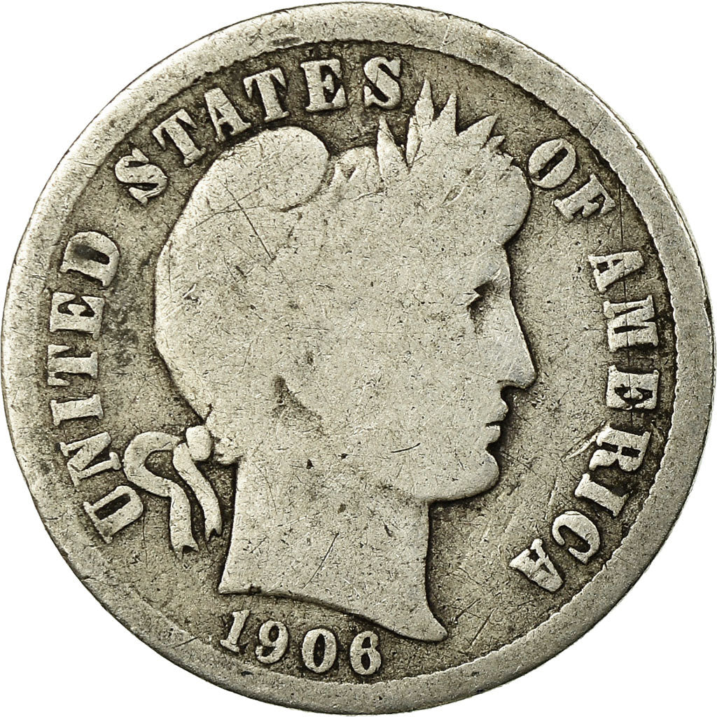Monnaie, États-Unis, Barber Dime, 1906, Philadelphie, TB, KM 113