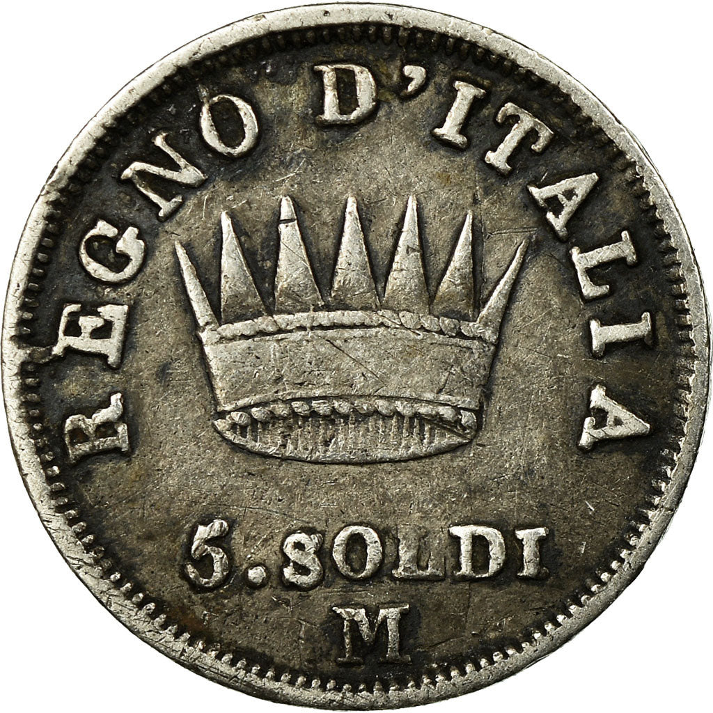 Coin, ITALIAN STATES, Napoleon I, 5 Soldi, 1814, Milan, VF(30-35), KM 5.1