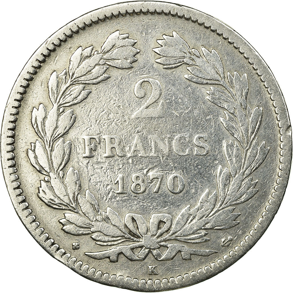 Coin, France, Cérès, 2 Francs, 1870, Bordeaux, VF(30-35), Silver, KM:816.2