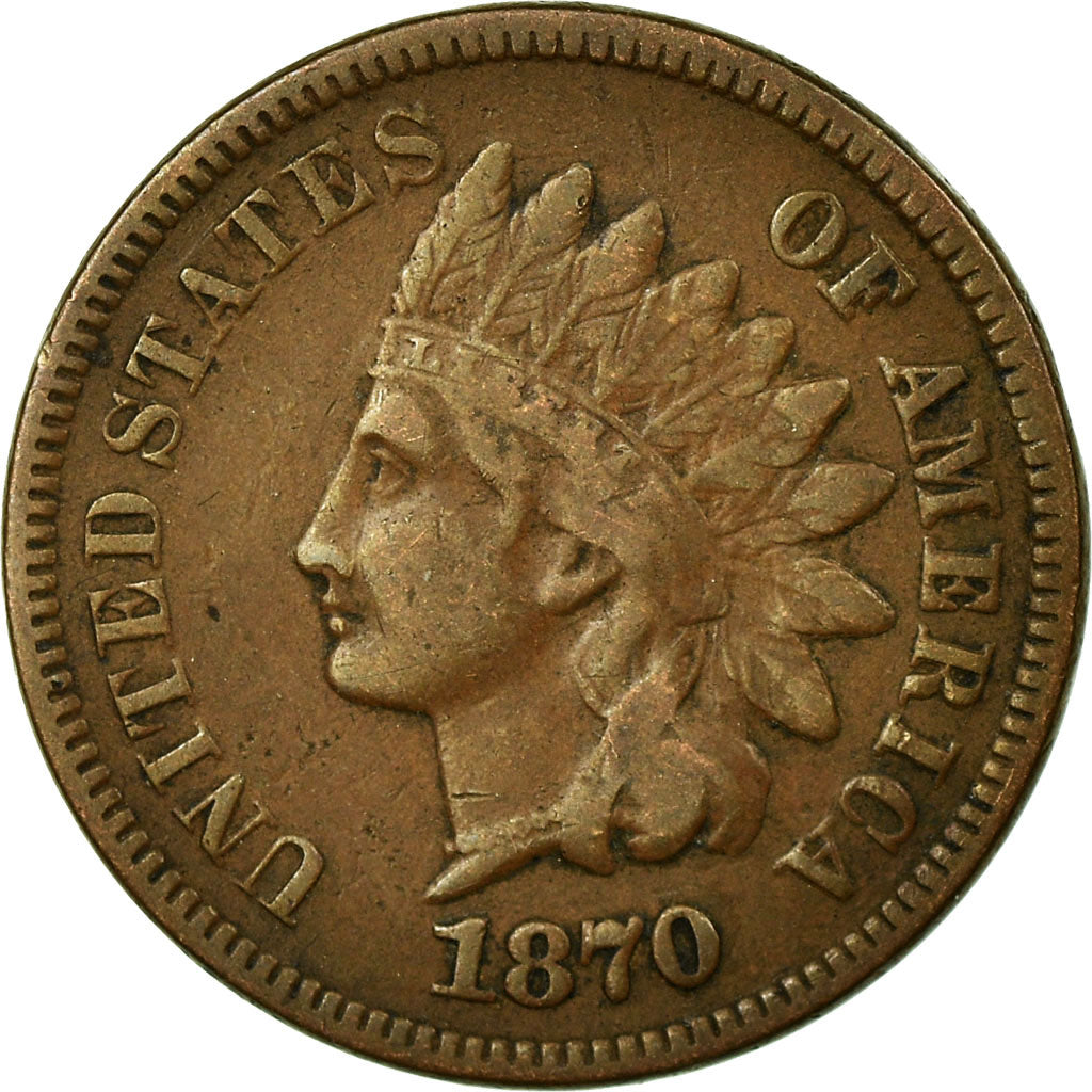 Moneda, Estados Unidos, Indian Head Cent, 1870, Philadelphia, BC+, KM 90a