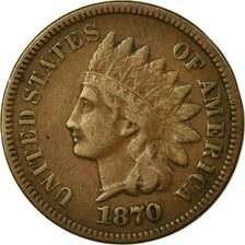 Moneda, Estados Unidos, Indian Head Cent, 1870, Philadelphia, BC+, KM 90a