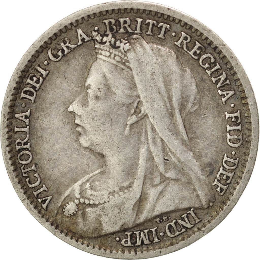 GREAT BRITAIN, 3 Pence, 1900, KM #777, EF(40-45), Silver, 16, 1.38