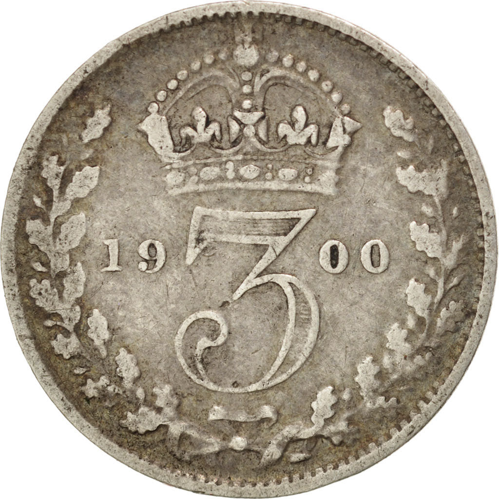 GREAT BRITAIN, 3 Pence, 1900, KM #777, EF(40-45), Silver, 16, 1.38