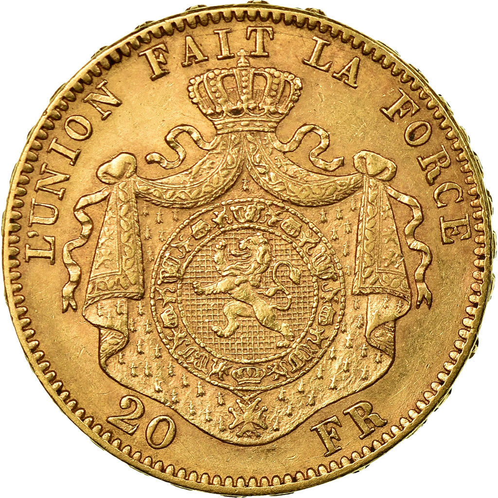 Coin, Belgium, Leopold II, 20 Francs, 20 Frank, 1874, AU(50-53), Gold, KM:37