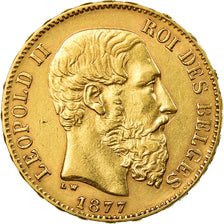 Coin, Belgium, Leopold II, 20 Francs, 20 Frank, 1877, AU(50-53), Gold, KM:37