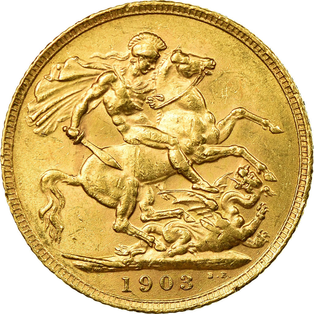 Moneta, Gran Bretagna, Edward VII, Sovereign, 1903, BB+, Oro, KM:805