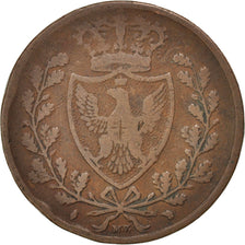 ITALIAN STATES, 5 Centesimi, 1826, Torino, KM #127.1, VF(20-25), Copper, 28,...