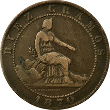 Coin, Spain, Provisional Government, 10 Centimos, 1870, Madrid, VF(30-35),KM 663