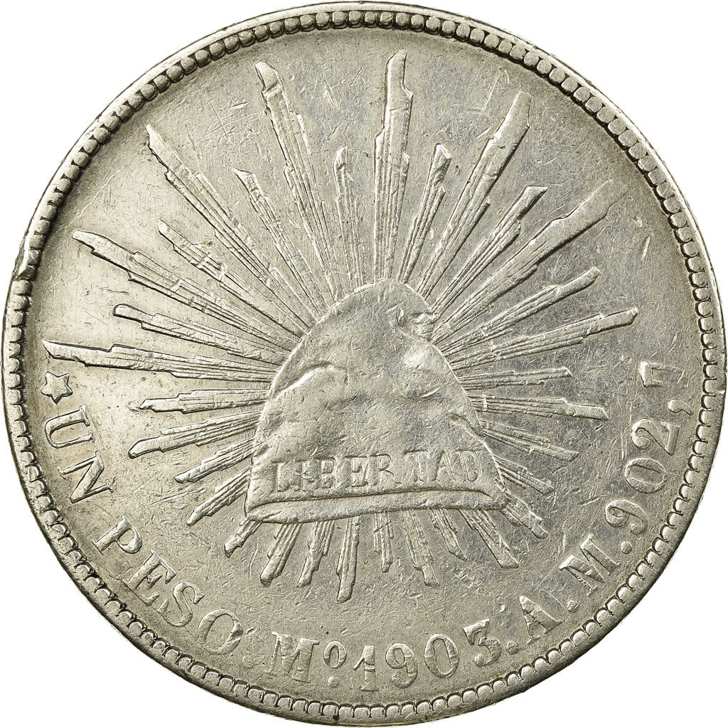 Moneda, México, Peso, 1902, Mexico City, MBC+, Plata, KM:409.2